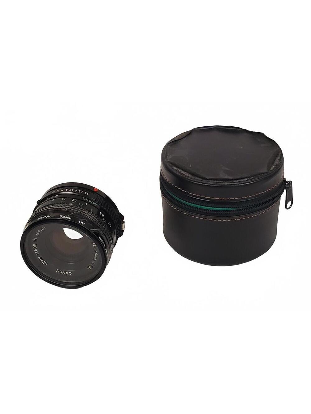 Canon FD 50mm f/1.8 Camera Lens with Case and 58mm UV Filter